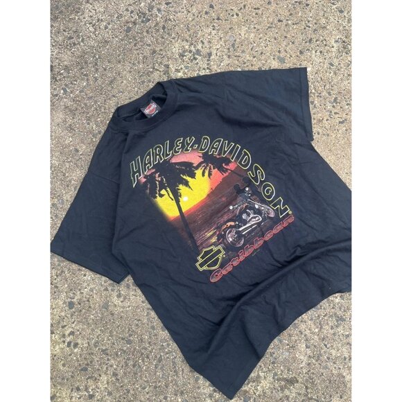 2000s Harley Davidson Biker T Shirt Caribbean - Picture 2 of 7